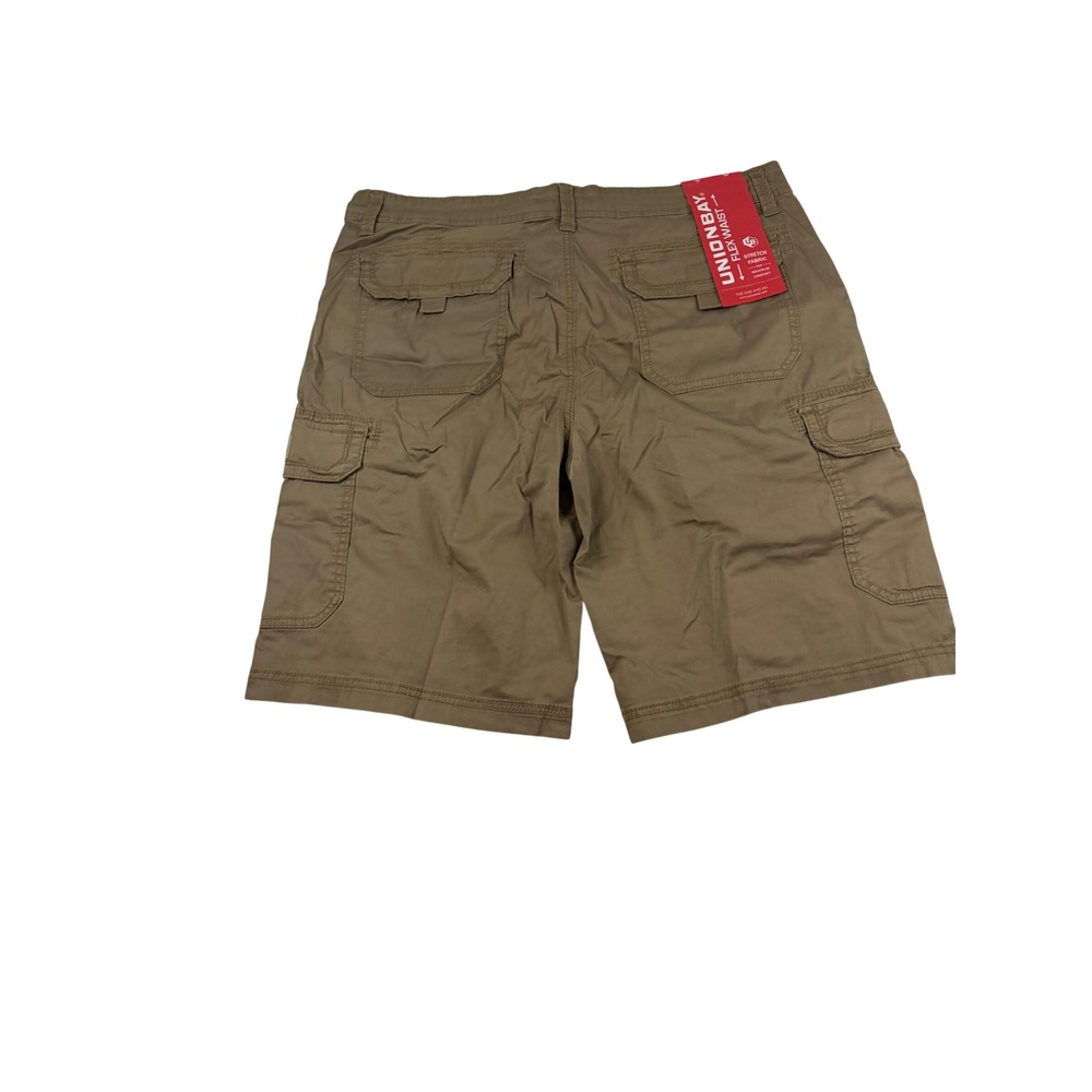 Unionbay Mens Khaki Cargo Shorts Size 38 Flex Waist Stretch Cotton Utility Tan - Picture 2 of 9
